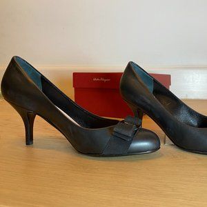 Ferragamo Black Leather Pumps (Size 6) - Brand New With Box